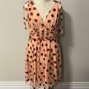 Retro Stage Strawberry Print Dress